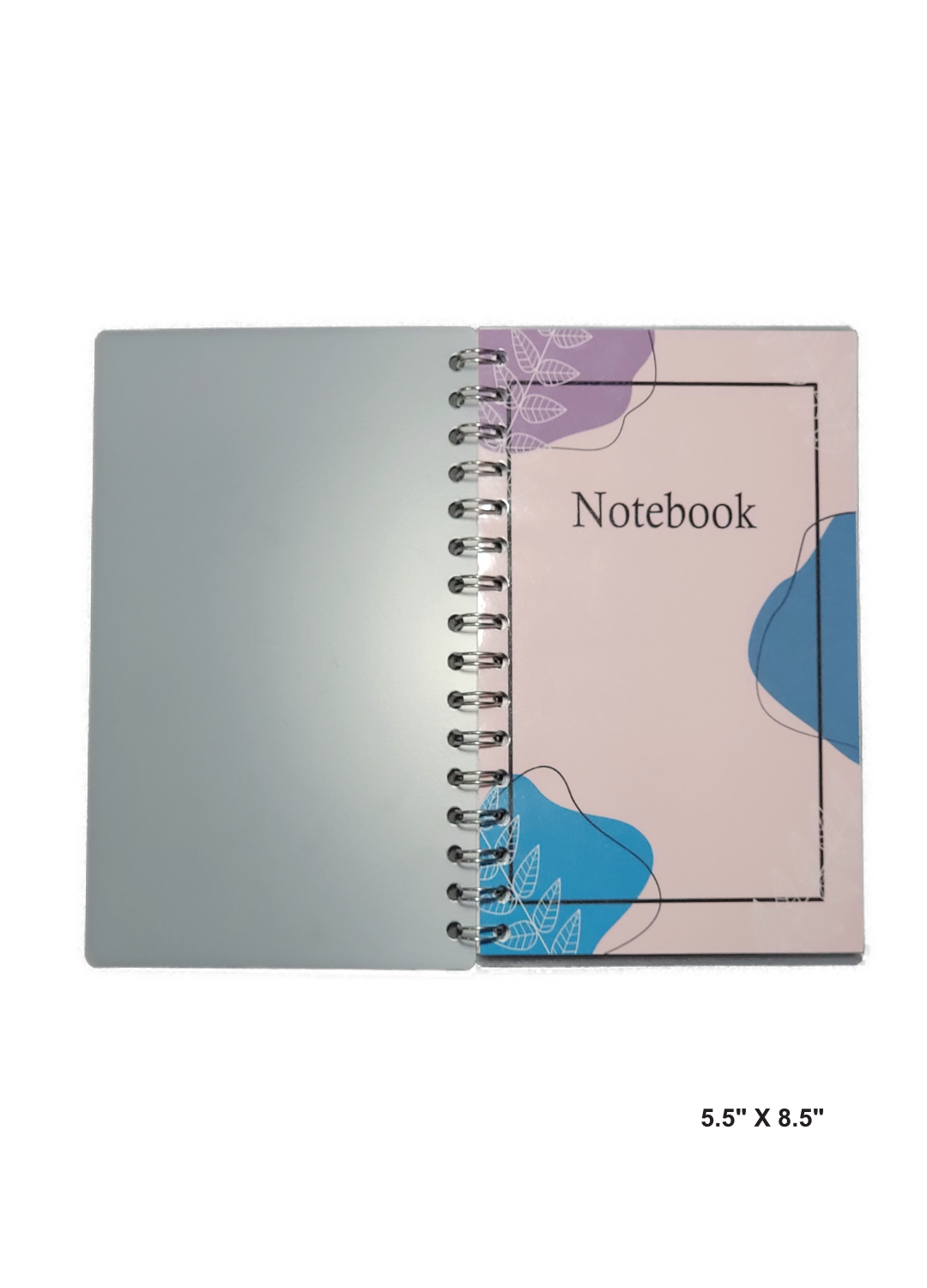 Image of hand-made 5.5" x 8.5" notebook with abstract colors and design's. The notebook's pages are lined for writing or journaling.