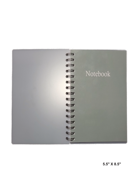 A 5.5" x 8.5" notebook solid color perfect for note taking or journaling.